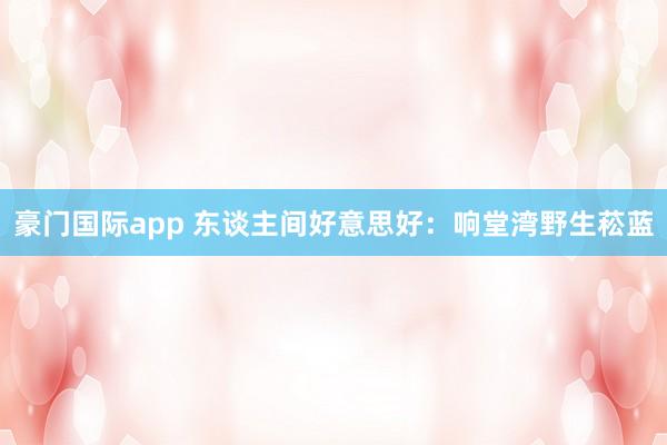 豪门国际app 东谈主间好意思好：响堂湾野生菘蓝