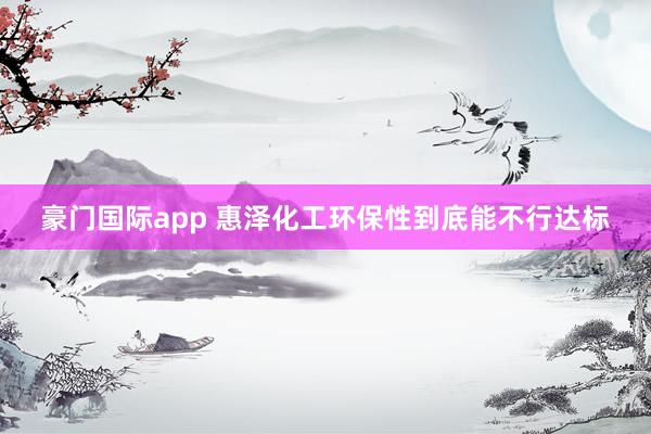 豪门国际app 惠泽化工环保性到底能不行达标
