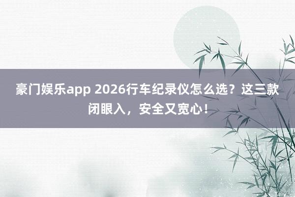 豪门娱乐app 2026行车纪录仪怎么选？这三款闭眼入，安全又宽心！