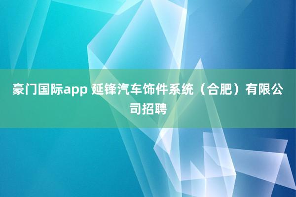 豪门国际app 延锋汽车饰件系统（合肥）有限公司招聘