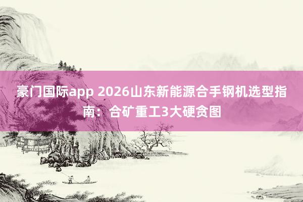 豪门国际app 2026山东新能源合手钢机选型指南：合矿重工3大硬贪图