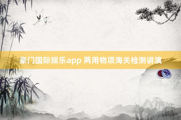 豪门国际娱乐app 两用物项海关检测讲演