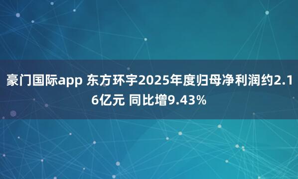 豪门国际app 东方环宇2025年度归母净利润约2.16亿元 同比增9.43%