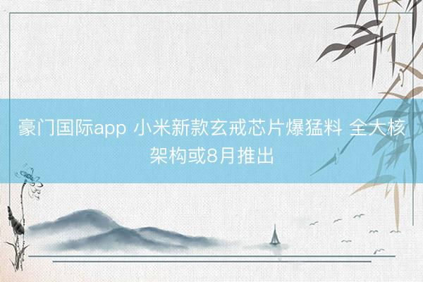 豪门国际app 小米新款玄戒芯片爆猛料 全大核架构或8月推出