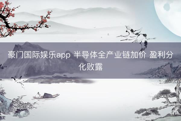 豪门国际娱乐app 半导体全产业链加价 盈利分化败露