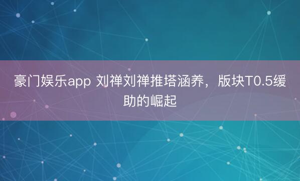 豪门娱乐app 刘禅刘禅推塔涵养，版块T0.5缓助的崛起